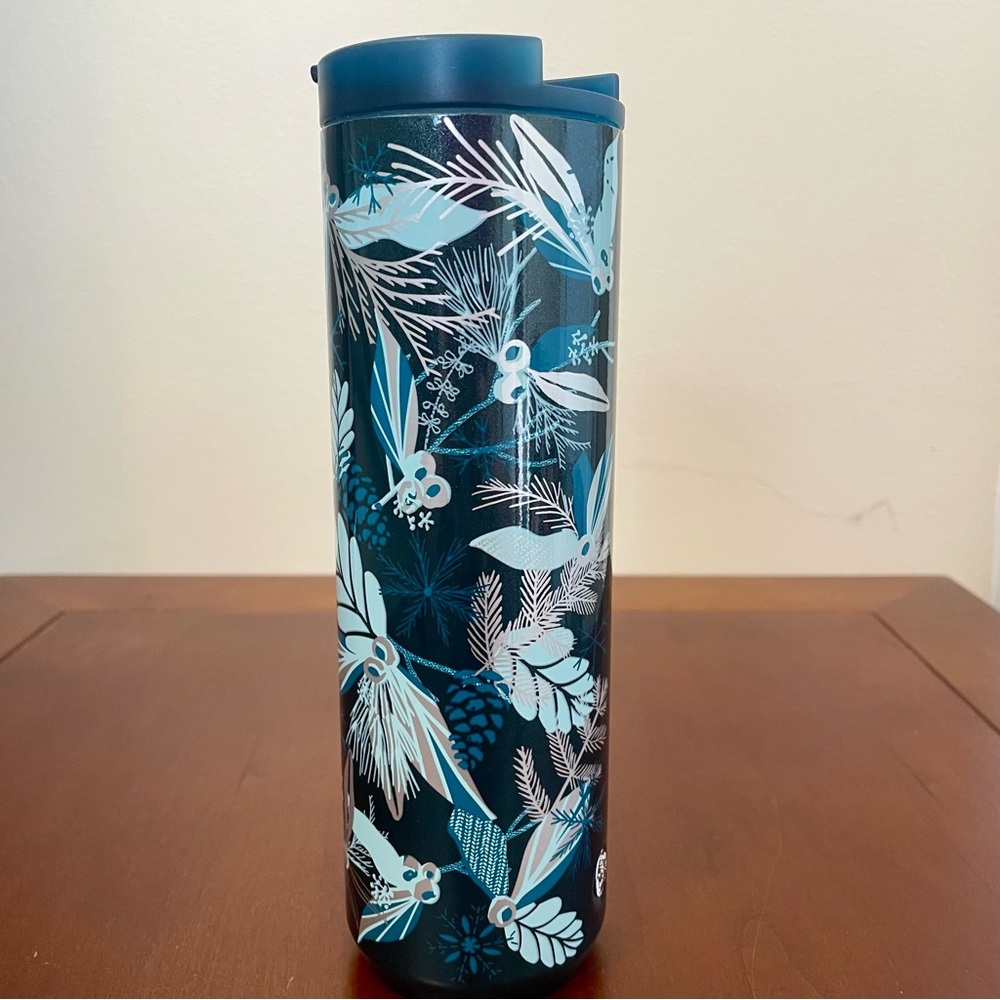 NWT STARBUCKS HOLIDAY WINTER HOT COLD STEEL TUMBLER Cup Mug Travel Pine 16 oz